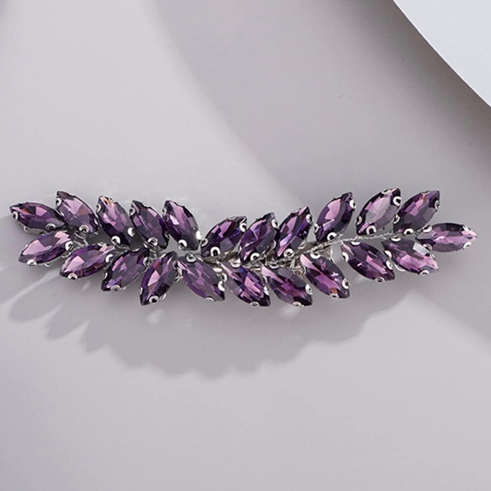Purple Color Crystal Hair Clip for Women and Girls Crystals Hair Clip Prom Party Hair Pieces Bridal Bridesmaid Hair Accessories