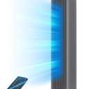 DREO Tower Fan for Bedroom, 25ft/s Velocity Quiet Floor Fan, 90 Oscillating Fans for Indoors with 4 Speeds, 4 Modes, 8H Timer, Bladeless Fan, Standing Fans, Grey, Tower Fan 307 (DR-HTF007), 36 Inch