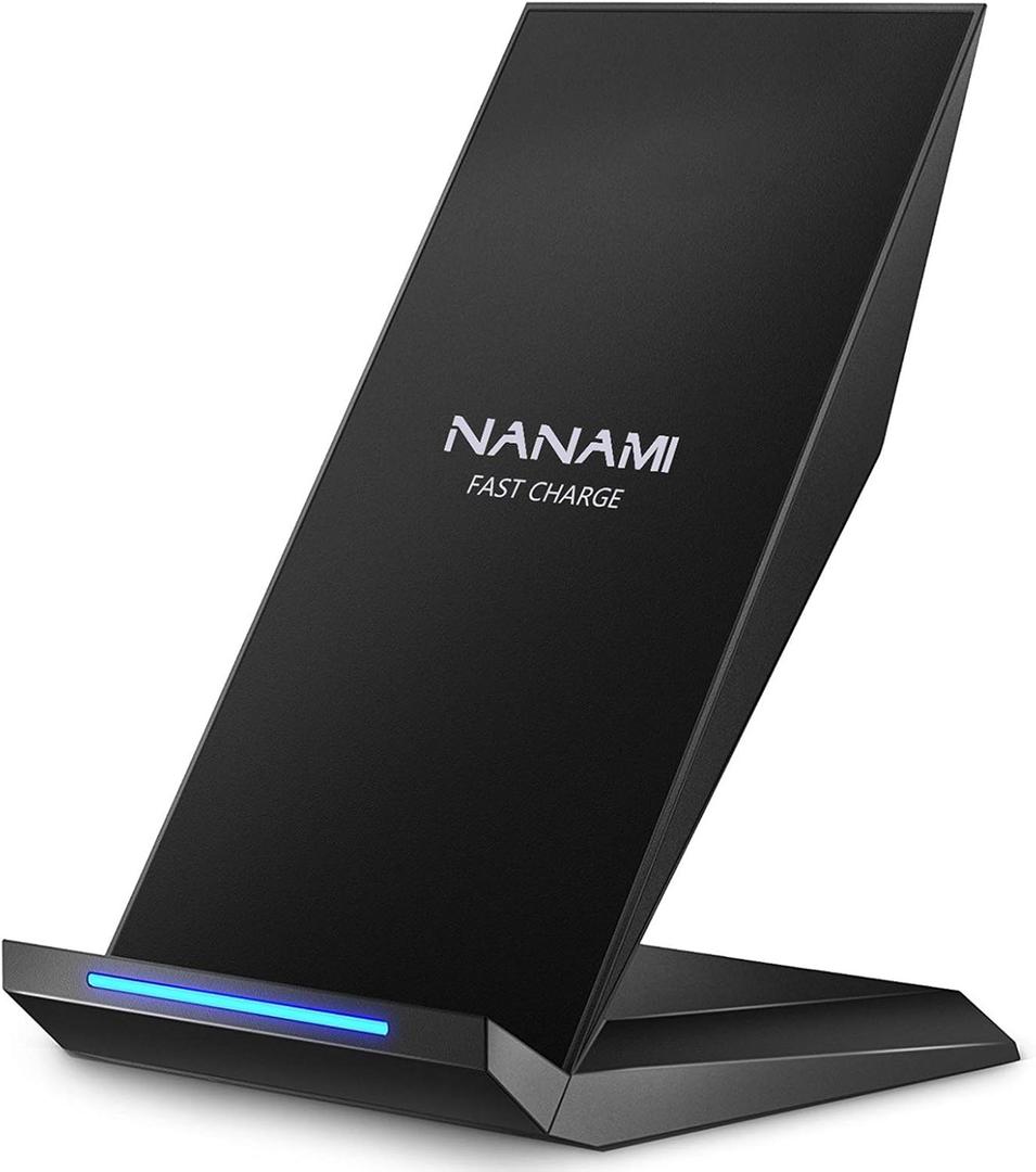 Fast Wireless Charger, NANAMI Qi Certified Wireless Charging Stand Compatible iPhone 17/17 Air/16/15/15 Pro/15 Plus/15 Pro Max/14/13/12, for Samsung Galaxy S25/S24/S23/S22/S21 and Qi-Enabled Phone (Classic Black)