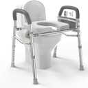 Raised Toilet Seat with Handles, Heavy Duty 400lb Medical Safety Frame, Bathroom Assist Toilet Seat Raiser for Seniors, Handicap, Disabled