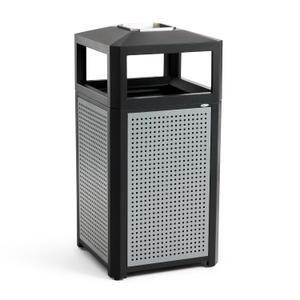 Safco Evos Steel Trash Can, 38 Gallons, Indoor and Outdoor Use, Commercial Garbage Can with Plastic Liner and Ashtray