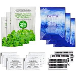 AMI PARTS W10311524 Air Filter &W10346771A Produce Preserver Replacement Compatible with Refrigerator(pack of 3 each)