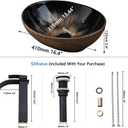Sinku Mccut 16" Ceramic Vessel Sink Oval Above Counter Basin with Waterfall Faucet Drain Combo, Vintage Gold Black Bathroom Vanity Sink Set for Countertop