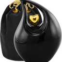 Heart of Love Cremation Urn for Human Ashes  Beautiful Memorial ERN for Adult  Decorative ERN for Loved Ones  Funeral Urn for Burial or Display (Black Gold, Adult)