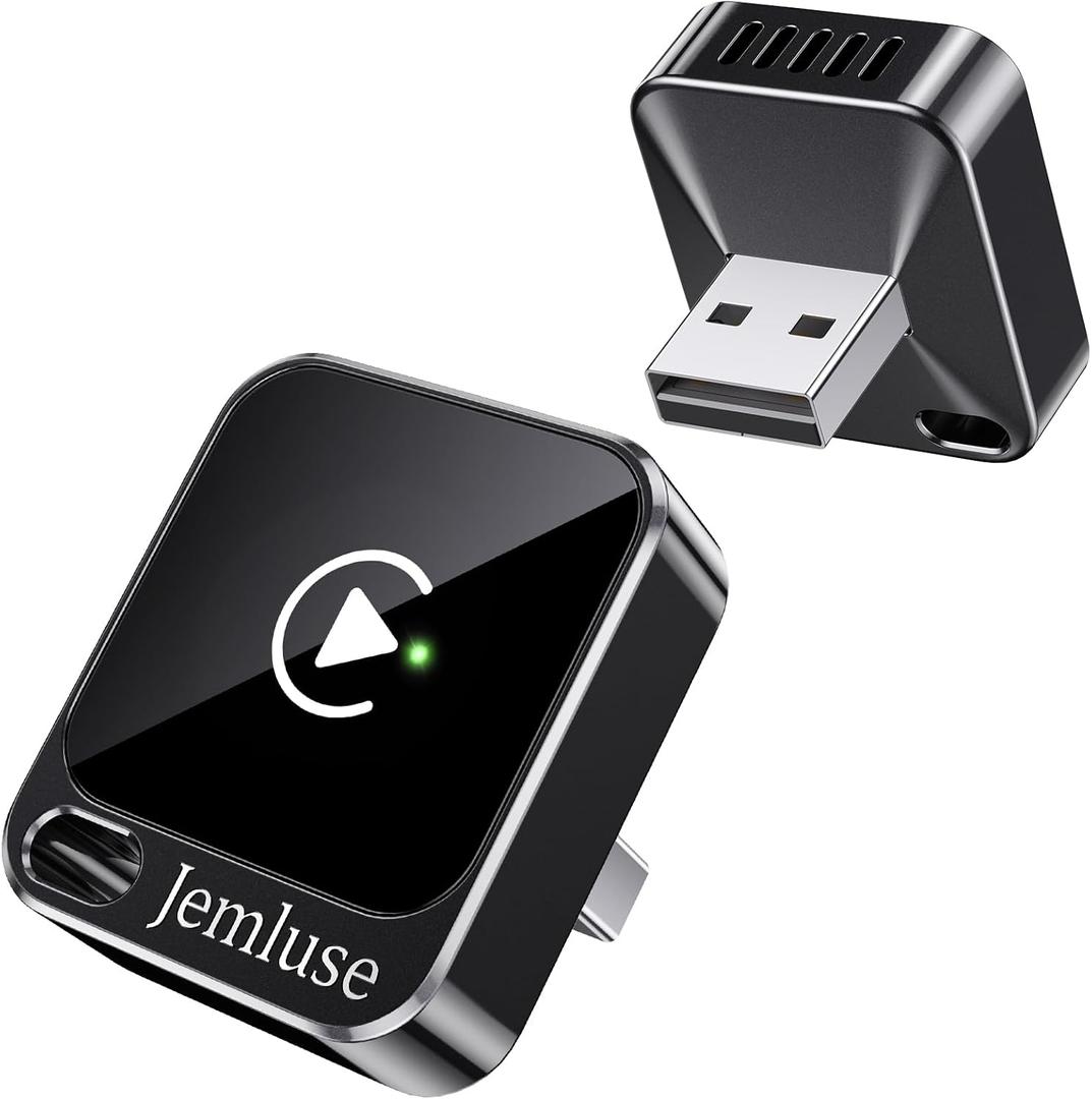 Jemluse Wireless CarPlay Adapter for Apple - Mini Size, Fast Stable Connection Convert Wired to Wireless Car Play Dongle for iPhone iOS 10+, Plug & Play for Cars from 2016+ w/USB-C (Black)