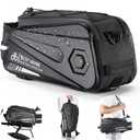 West Biking Bike Rear Seat Bag, Double Water Resistant, Zipper, Bicycle Trunk Pannier, 8.6L Capacity Waterproof Backseat Carrier Cargo Pouch with Strap & Rain Cover For Cycling (black-1)