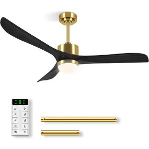 56 Inch Ceiling Fans with Lights, Low Profile Ceiling Fan with Light and Remote Control, Flush Mount, Reversible, 3CCT, Dimmable, Noiseless, Bedroom, Kitchen Bedroom Dining Room Patio