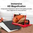 Screen Magnifier for Phone, 10inch HD Mobile Phone Magnifier Screen Enlarger for Movies Videos Games, Clear, Lightweight Foldable Mobile Holder Compatible with All Smartphones (Black)