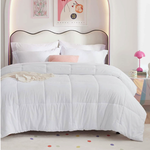 Bedsure Comforter Set - 7 Pieces Solid- King / White