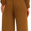 KIRUNDO Jumpsuits for Women Dressy Casual One Piece Long Sleeve Wide Leg Long Pant Rompers With Pockets 2025 Fall Outfits (S)