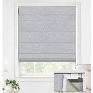 LazBlinds No Drill Roman Shades for Windows, Cordless Blackout Window Shades with UV Protection, Polyester Fabric for Bedroom & Living Room, 20" W x 64" H, Grey