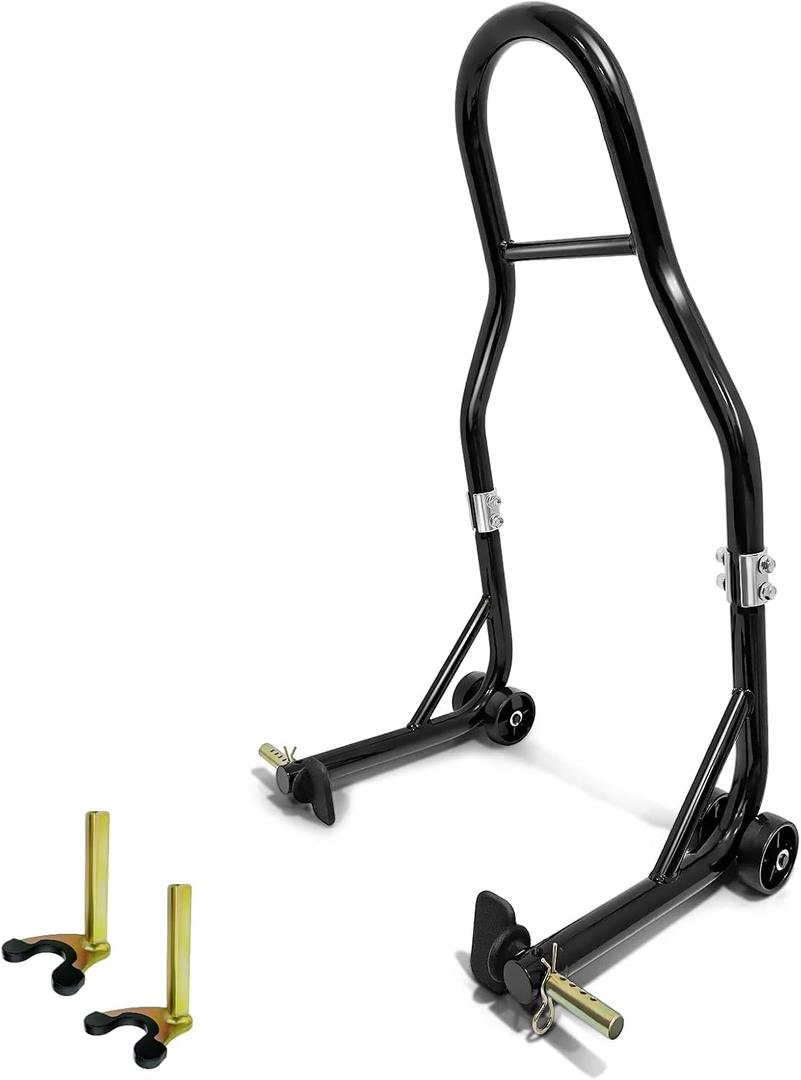 Motorcycle Rear Wheel Stand, with U + L Fork Swingarm Spool, 850lbs Capacity Universal Paddock Lift Jack Stand, Compatible With Most Yamaha Honda Kawasaki Suzuki BMW Motorcycles(New Update)