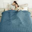 King Size Electric Blanket Single Control - 100"X90" Soft Double Sided Sherpa Heated Blanket with 6 Heating Levels & 10 hrs Timer Settings, Washable & Overheat Protection, Blue