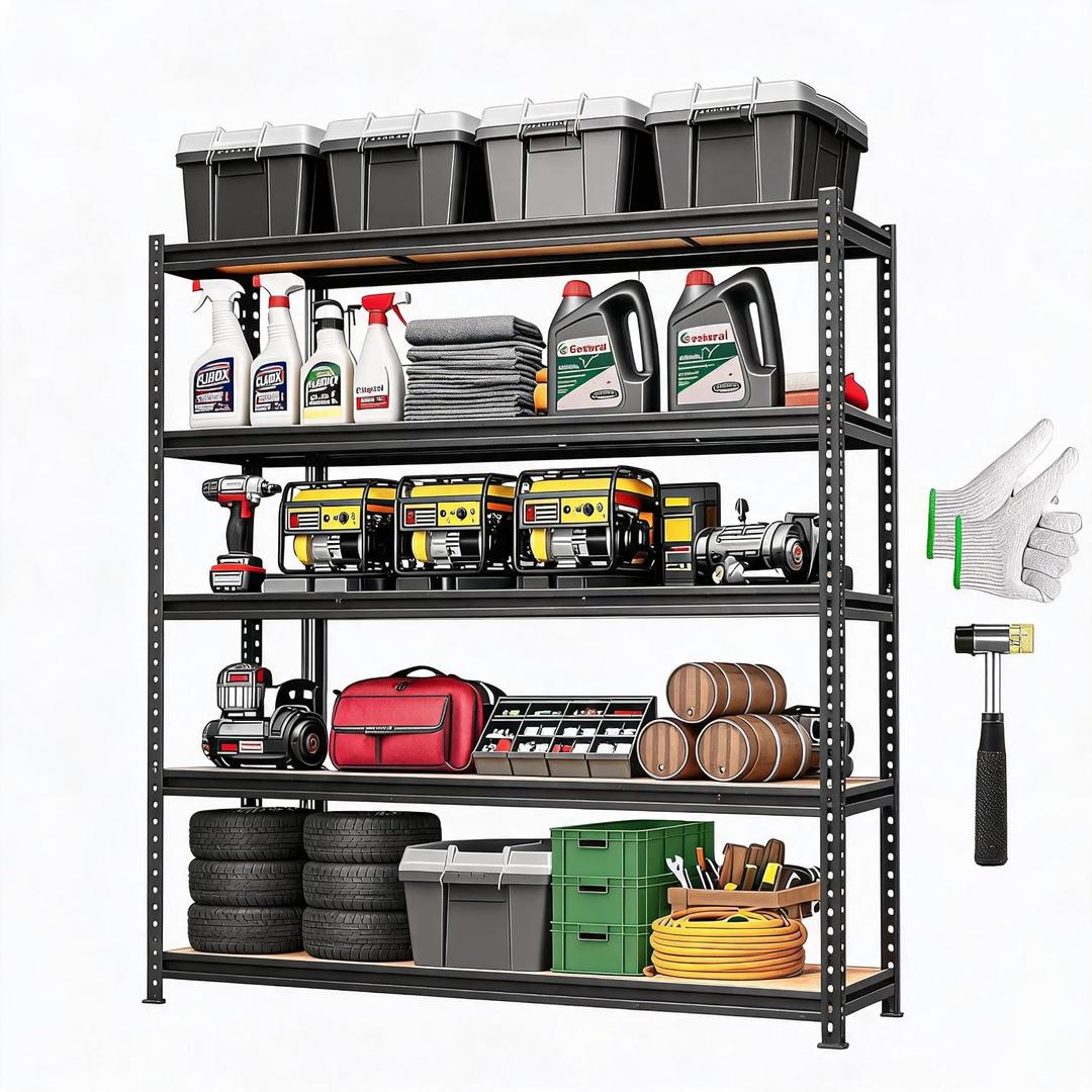 Garvee 5-Tier Storage Shelving Unit for Garage, 60" L x 24" W x 72" H