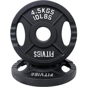 Fitvids Cast Iron Plate Weight Plate for Strength Training, Weightlifting and Crossfit, 1-Inch or 2-Inch, Standard or Olympic 10lbs , 4 Pair