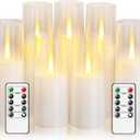 Flameless LED Candles Upgraded Realistic Flickering Flame,7Pcs Battery Operated Candles with Remote Timers,LED Pillar Candles for Home Decor,Christmas,and PartiesWhite