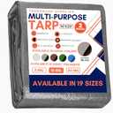 Large Waterproof Tarp - Heavy Duty 10 Mil Thick Poly Tarpaulin Ideal for Canopy Tents, Boats, RV or Pool Covers - Multipurpose Protective Tarps with Grommets for Indoor, Outdoor Use | 16' x 20' 2 Pack