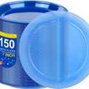 WELLIFE Neon Blue Party Plates 7 Inch -150 Count, Translucent Blue Disposable Plastic Dessert Plates for Neon Party Dessert Cake Appetizer Baby Shower