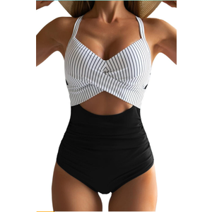 Eomenie Women's One Piece Swimsuits Tummy Control Cutout High Waisted Bathing Suit Wrap Tie Back 1 Piece Swimsuit (Small)