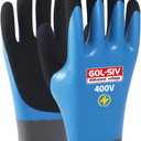 Double Insulated Electrical Gloves,400V Low Voltage Electrician Safety Gloves,Rubber Non Slip Work Gloves For Men (Blue,Large)