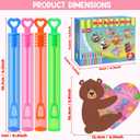 LEASEN Valentines Day Gifts for Kids, 28 Pack Mini Bubble Wands with Valentines Animal Themes Greeting Cards, Valentine's Day Classroom Exchange Gift Set, School Prizes Party Favor