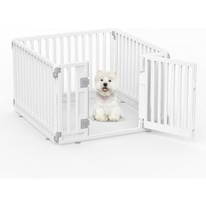 Pet Playpen with Door Dog Playpen Foldable Puppy Playpen for Puppies and Small Dogs 4-Panels Easy Assemble Easy Storing for Indoor and Outdoor, Garden Fence, Garden Border Fence (4 Panels)