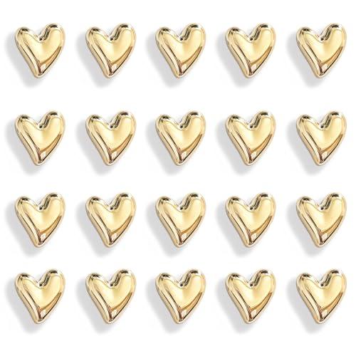 Janvelle 20PCS Gold Refrigerator Magnets Love Heart Magnets for Fridge Cute Decorative Magnetic Stickers 0.79in Small Home Kitchen Magnet Set Lovely Color Decoration for Office Whiteboard