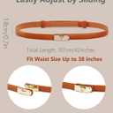 FAN&LOUIS Brown Belt Women, Skinny Waist Belt Ladies Adjustable Black Leather Belt with Gold Buckle for Dress,Jeans,and Coats (Beige, S)
