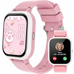 Pink Smart Watch for Girls, IP68 Youth Watch with 20+ Sports Modes, 1.8" Bluetooth Girls Fitness Tracker with APP, Heart Rate Sleep Monitor, Pedometer, Class Mode, 13 Alarms, Game, Teens Festival Gift