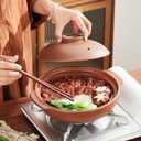 Unglazed Terracotta Ceramic Casserole Dish, Clay Pot, Earthen Pot Cookware with Lid for Dinner and Party, Stockpot for Rice Hot Pot, Stew, Bakeand Serve Oven Safe-Heat Resistant (1.3QT/1.4L)