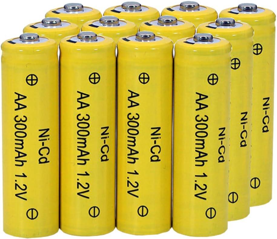 FULIN 12 Packs 1.2V AA 300mAh Ni-Cd Rechargable Batteries for Solar Lights, Lawn Landscape Lighting