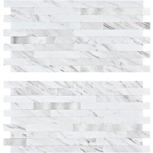 Midcard 20 Sheet Peel and Stick Backsplash, White Marble PVC Wall Tile for Kitchen Backsplash