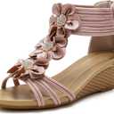 FRALOSHA Wedge Sandals for Women Open Toe Casual Summer Roman High Heel Breathable Beach Sandals, Size 39
