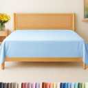 King Size Flat Sheet - Hotel Quality Top Flat Bed Sheet Only - Ultra-Soft, Breathable & Cooling - Fade & Wrinkle Free - Easy-Care, Stain & Shrink Resistant Bedding - Easy-Fit & Oeko-Tex - Light Blue (21 - Baby Blue)