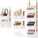 DIMJ Hanging Closet Organizer - 4 Tier Collapsible Hanging Shelves with Hooks Zipper, Fabric Clothes Organizer, Space-Saving Storage Bin Basket for RV, Bedroom, Laundry Organization (White)