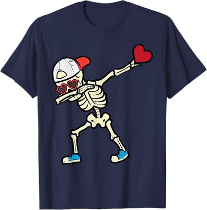 Valentines Day Skeleton Dab Boys Kids Toddler Youth Men Teen T-Shirt, Size S
