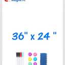 Magnetic Dry Erase Board for Doors, 36x24 Inch Whiteboard with Adjustable Long Arm Hook Mount - Easy to Install, Portable Hanging White Board for Home, Dorm Room, Office Cubicle & Small Spaces (Silver)