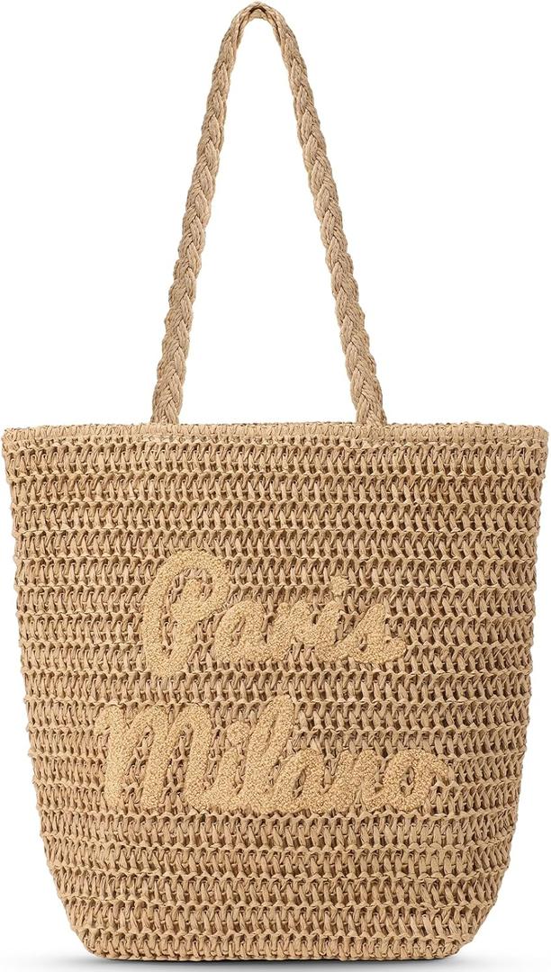 Beach Bags for Women - Large Straw Bag Woven Beach Tote, Summer Handmade Shoulder Handbag