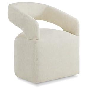 KISLOT Upholstered Dining Chair with Removable Casters Barrel Side Armchair with Rollers for Diningroom Bedroom Livingroom Reading Room, Cream Beige, 1PCS