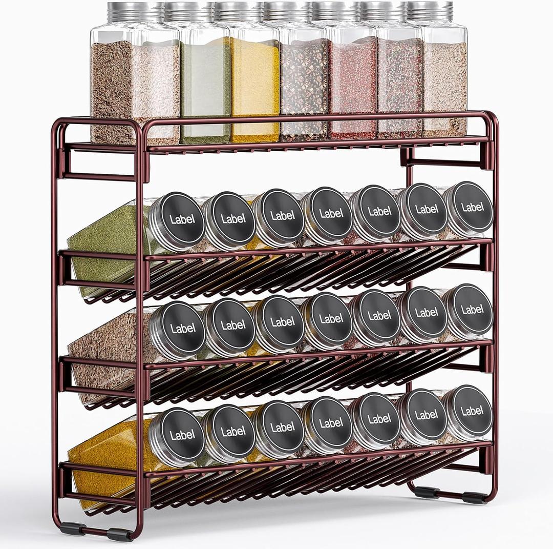 PanPanPal 4 Tier Spice Rack Organizer for Cabinet, Detachable Spice Rack for Countertop, Freestanding Spice Organization for Cabinet, Seasoning Organizer for Kitchen Pantry (13.4" Wx11.2 H, No Jars)