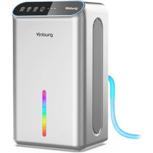 Dehumidifier for Home (85 OZ Water Tank, 800 sq.ft) Quiet Small Dehumidifier for Basement Bedroom Bathroom with Drain Hose, 3 Gear Timer, Sleep Mode, Auto Shut Off, 7 Color Ambient Light