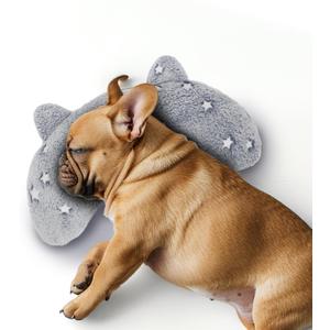 Glow in The Dark Soft Pillow for Medium Dogs, U-Shaped Pillow for Cats & Dogs, Machine Washable Dog Toy & Gift (Glow Grey, M)