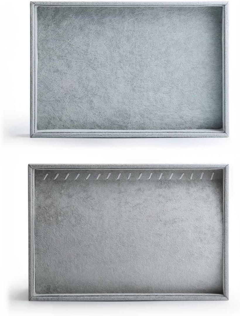 Oirlv Velvet Stackable Jewelry Trays Set: Scratch-Resistant Display & Organizer for Rings, Earrings, Necklaces - Ideal for Home Storage, Retail Showcase & Travel