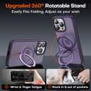 New Upgrade for iPhone 15 Pro Max Case with 360 Spin Titanium Magnetic Stand [16FT Military Grade Shockproof] [Fit for MagSafe] Matte Translucent Slim Kickstand 15 ProMax Phone Cover 6.7'', Purple