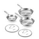 VEDNHOL Titanium Pans set, 8+10+12Inch Pure Titanium Hammered Pro with Two Lids, Non-Toxic Skillet for Cooking, PFAS/PFOA/PTFE Free Cookware, Dishwasher&Oven Safe, Kitchen Induction Compatible