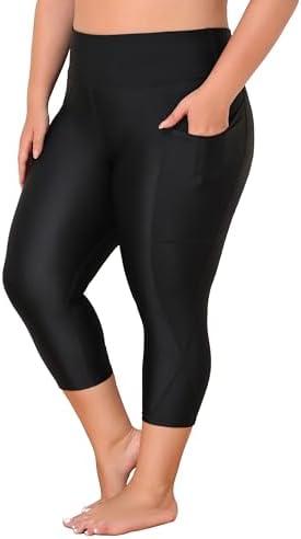 ATTRACO Swim Pants for Women High Waisted Swim Capris Swim Shorts Swimming Leggings 2X