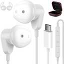 USB C Headphones for iPad Pro iPhone 16 15 Pro HiFi Stereo USB-C Wired Earbuds with Microphone Volume Control Type C Earphones for Samsung S24 S23 Ultra S22 S21 Note20, Pixel 9 8 7 6 6a 5, OnePlus9 (White)