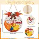 Happy Harvest Wood Sign Decor Rustic Autumn Pumpkins Maple Leaf Wood Decor Seasonal Home Decorations Autumn Wall Hanger 12x12 Inch