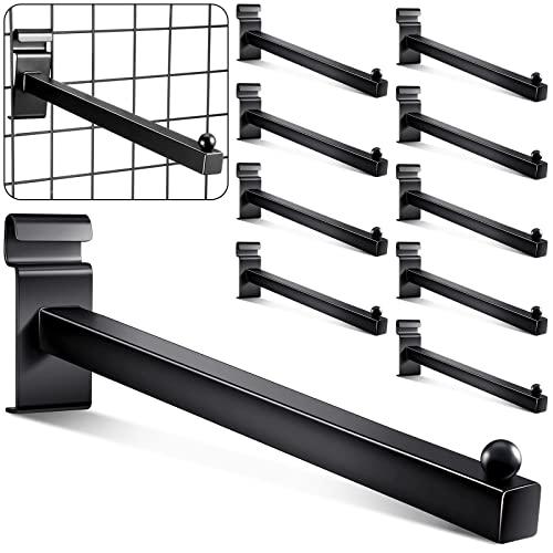 Oudain Gridwall Hooks 12 Inch Grid Wall Hangers Display Peg Hooks Slat Wall Accessories For Wire Panels Shelf(Black,9 Pack)