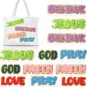12 Pcs Christian Embroidered Iron on Patches Applique Chenille Patches Bulk Motivational Religious Sew On Applique for Clothes Backpacks Hats DIY Accessories(Colorful)